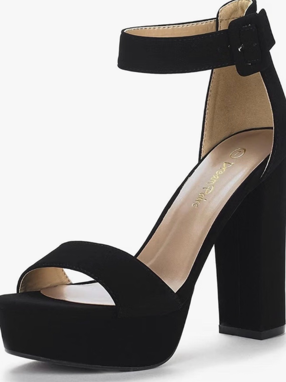 Dream Pairs Black Platform Ankle-Strap Block Heel Sandal